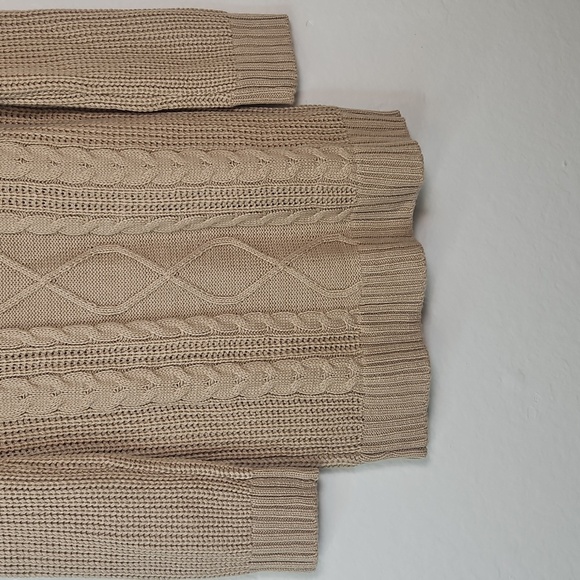 Caitlin M. Covington x Pink Lily Beige Cable Knit Turtleneck Sweater Tunic Women - Picture 9 of 10